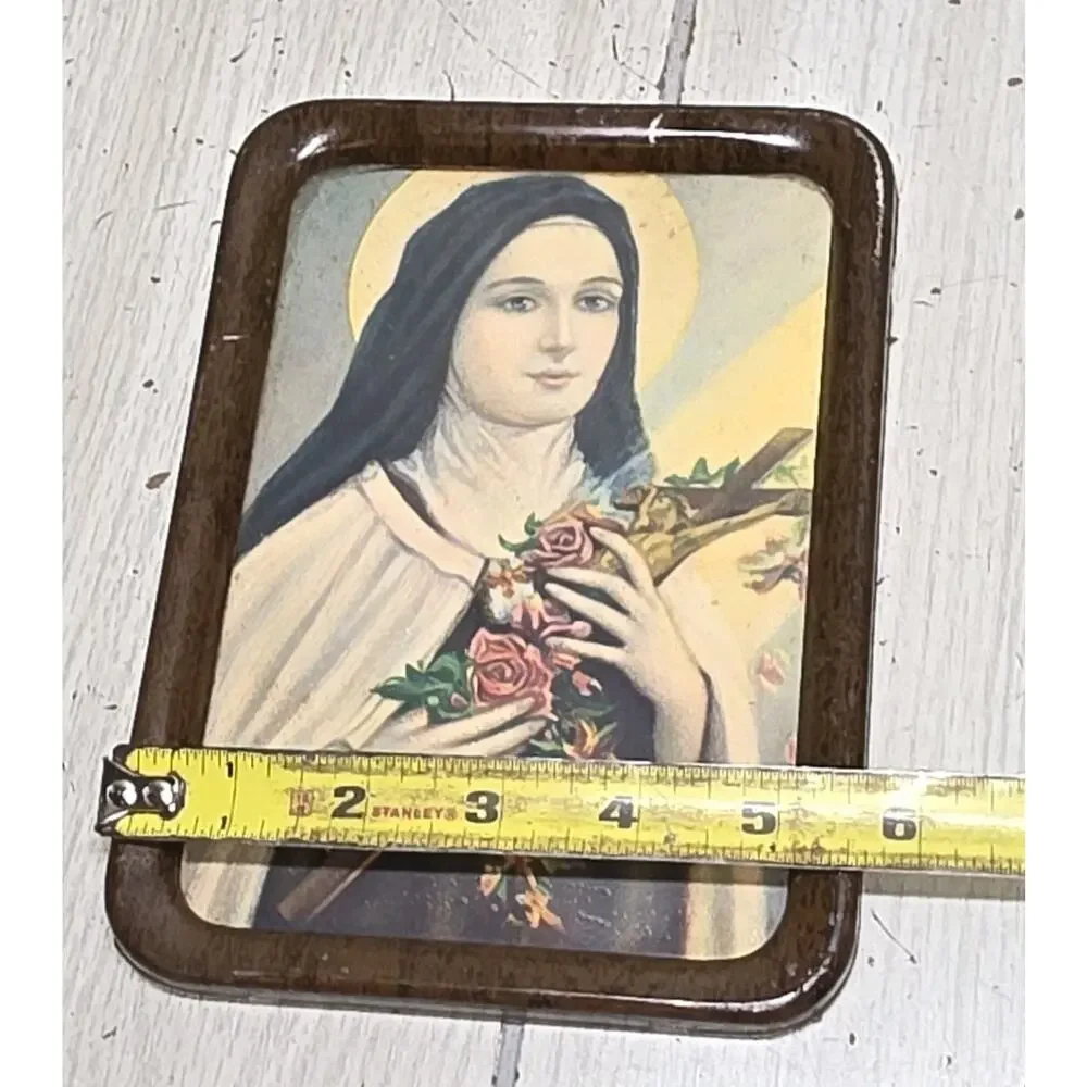 Antique 1920's Framed St. Therese Portrait Catholic Collectible Religious 5x7